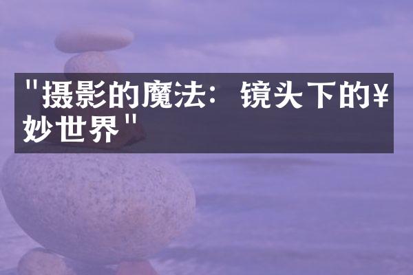 "摄影的魔法：镜头下的奇妙世界"