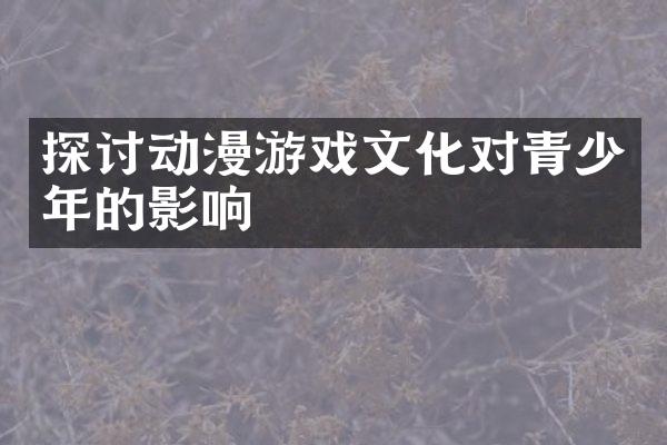 探讨动漫游戏文化对青少年的影响
