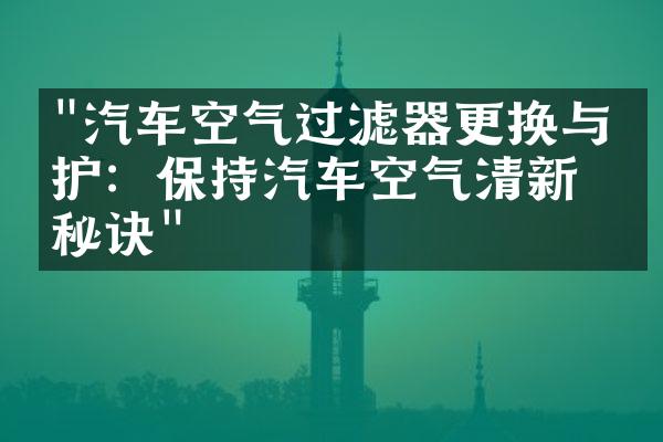 "汽车空气过滤器更换与维护：保持汽车空气清新的秘诀"