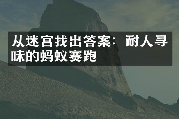 从迷宫找出答案：耐人寻味的蚂蚁赛跑