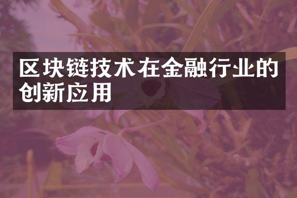 区块链技术在金融行业的创新应用