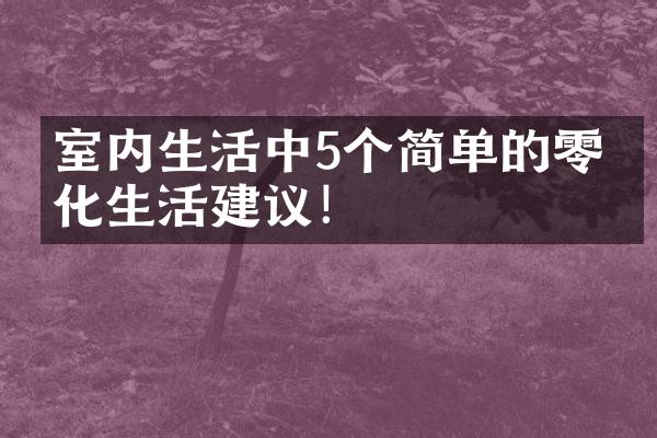 室内生活中5个简单的零物化生活建议！