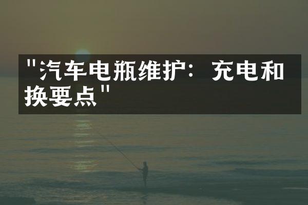 "汽车电瓶维护：充电和更换要点"