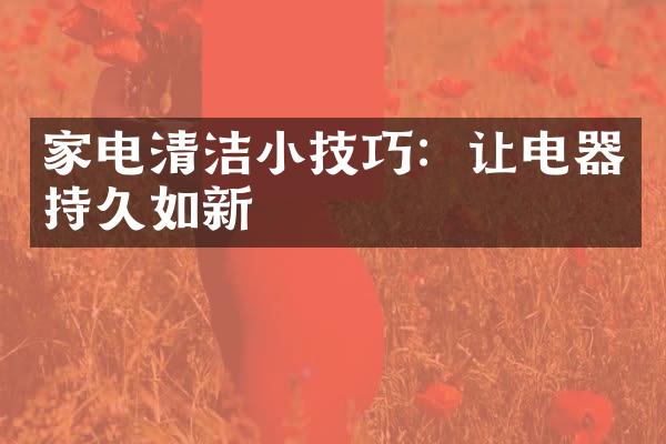 家电清洁小技巧：让电器持久如新