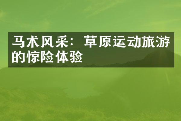 马术风采：草原运动旅游的惊险体验