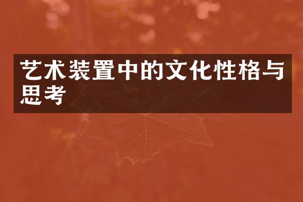 艺术装置中的文化性格与思考