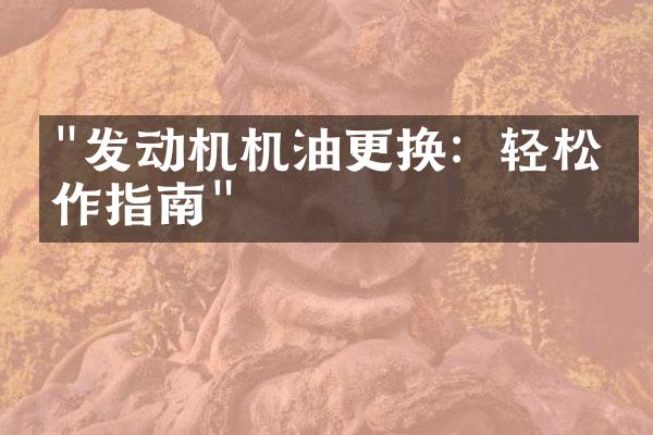 "发动机机油更换：轻松操作指南"