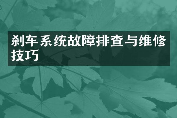 刹车系统故障排查与维修技巧