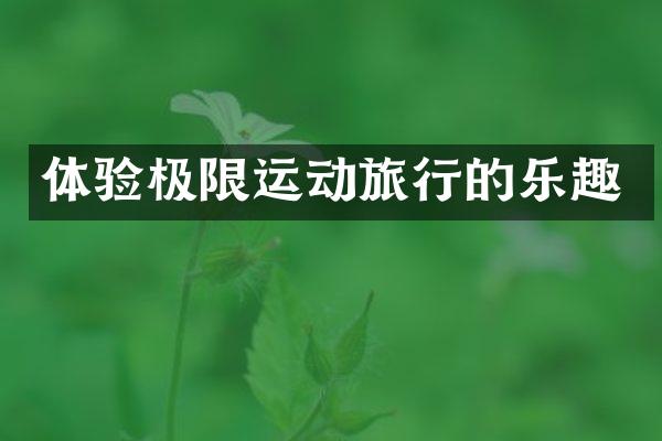体验极限运动旅行的乐趣