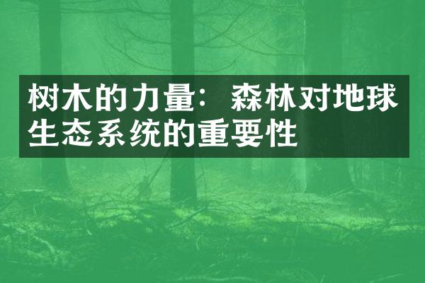 树木的力量：森林对地球生态系统的重要性