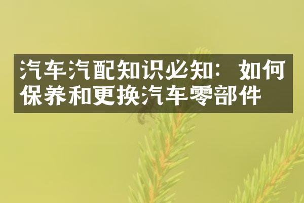 汽车汽配知识必知：如何保养和更换汽车零部件