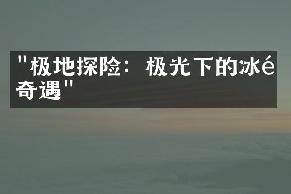 "极地探险：极光下的冰雪奇遇"