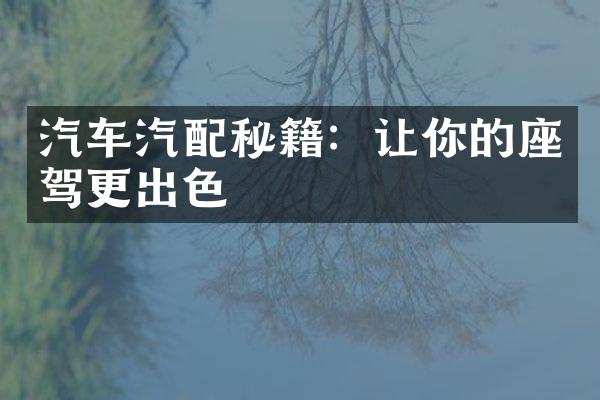 汽车汽配秘籍：让你的座驾更出色