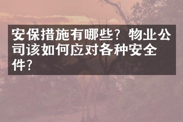 安保措施有哪些？物业公司该如何应对各种安全事件？