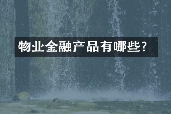 物业金融产品有哪些？