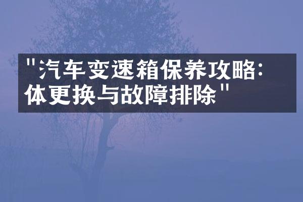 "汽车变速箱保养攻略：液体更换与故障排除"