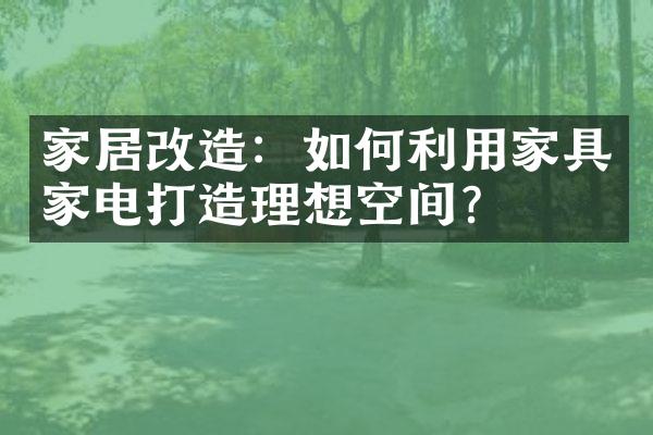 家居改造：如何利用家具家电打造理想空间？