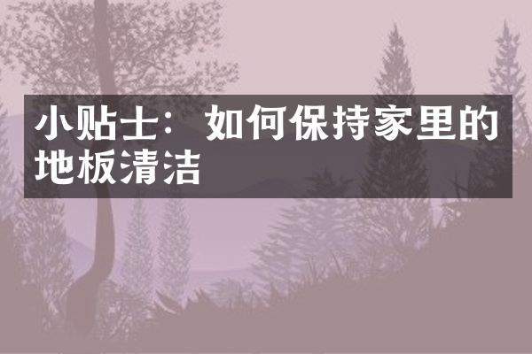 小贴士：如何保持家里的地板清洁