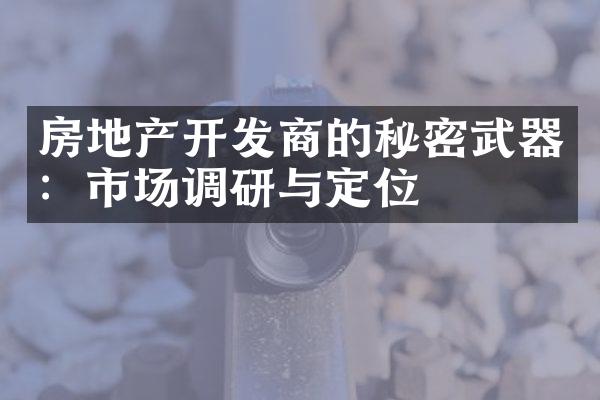 房地产开发商的秘密武器：市场调研与定位