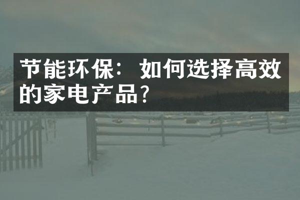 节能环保：如何选择高效的家电产品？