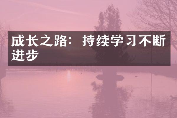 成长之路：持续学习不断进步