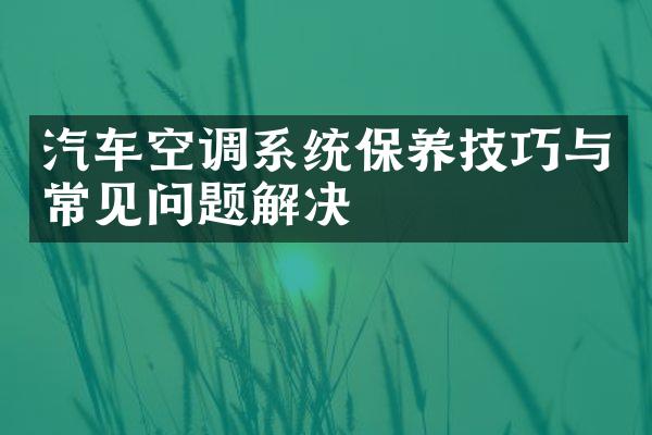 汽车空调系统保养技巧与常见问题解决