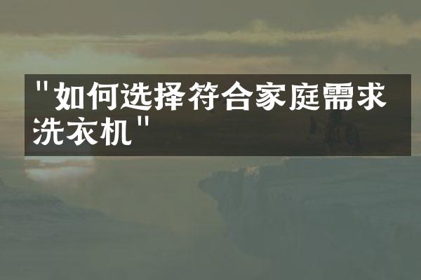 "如何选择符合家庭需求的洗衣机"