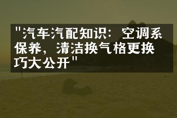 "汽车汽配知识：空调系统保养，清洁换气格更换技巧大公开"