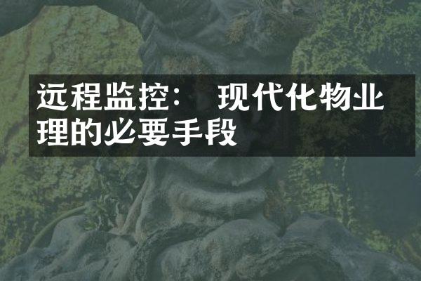 远程监控： 现代化物业管理的必要手段