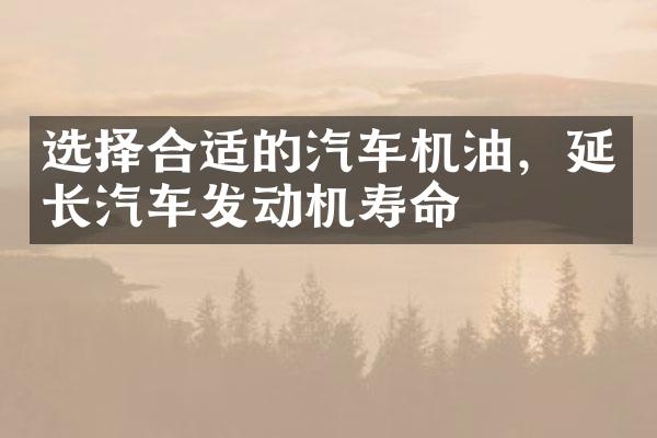 选择合适的汽车机油，延长汽车发动机寿命