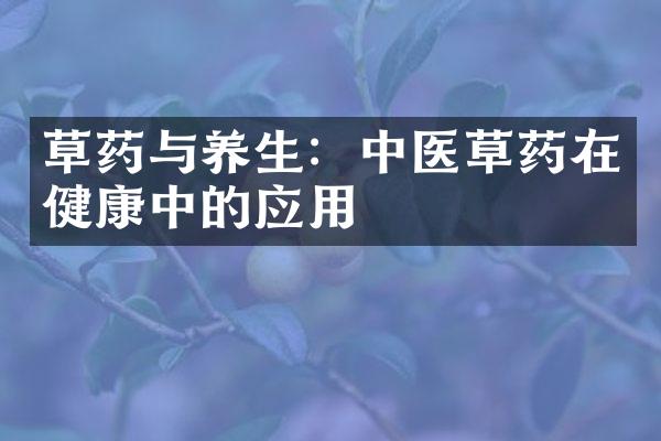 草药与养生：中医草药在健康中的应用