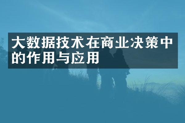 大数据技术在商业决策中的作用与应用