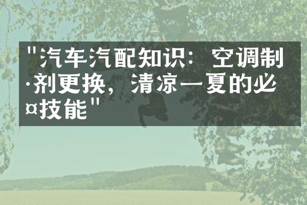"汽车汽配知识：空调制冷剂更换，清凉一夏的必备技能"