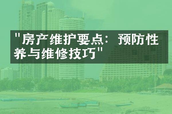 "房产维护要点：预防性保养与维修技巧"