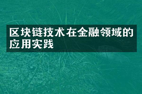 区块链技术在金融领域的应用实践