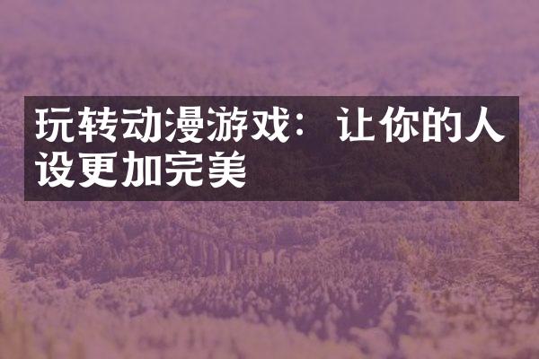 玩转动漫游戏：让你的人设更加完美