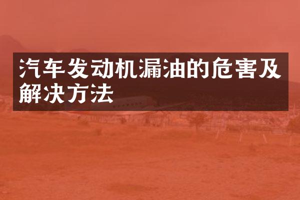 汽车发动机漏油的危害及解决方法