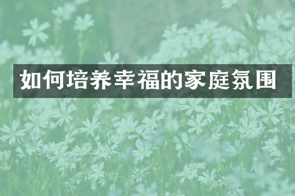 如何培养幸福的家庭氛围