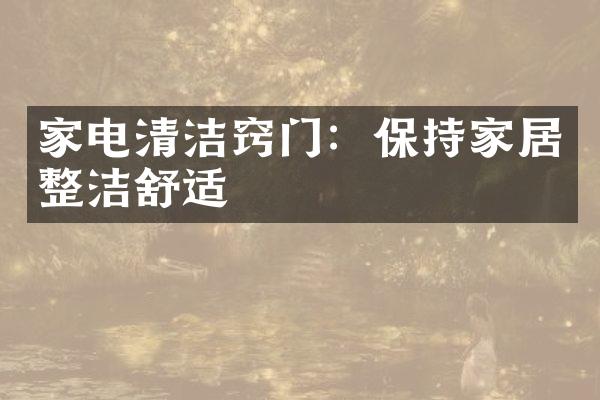 家电清洁窍门：保持家居整洁舒适