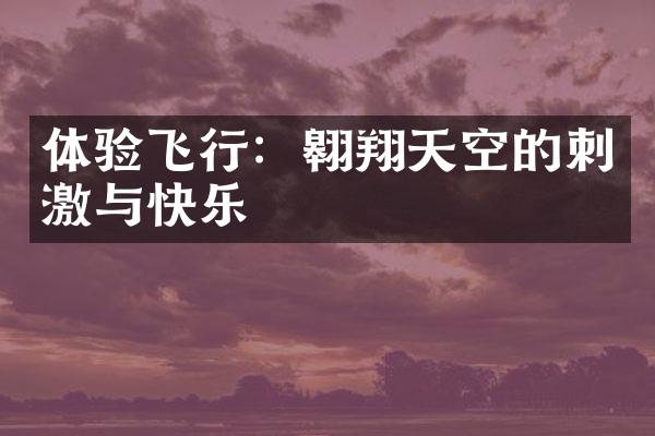 体验飞行：翱翔天空的刺激与快乐