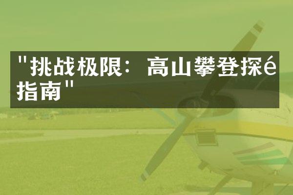 "挑战极限：高山攀登探险指南"