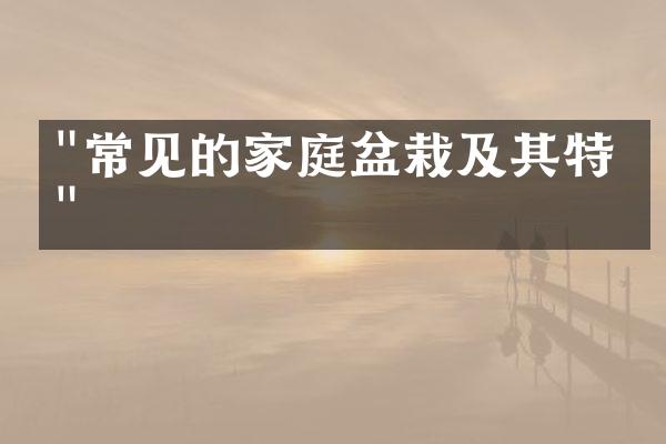"常见的家庭盆栽及其特点"