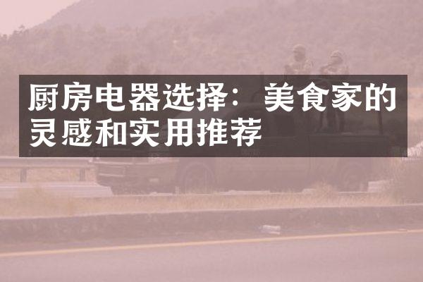 厨房电器选择：美食家的灵感和实用推荐