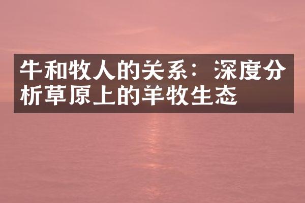 牛和牧人的关系：深度分析草原上的羊牧生态