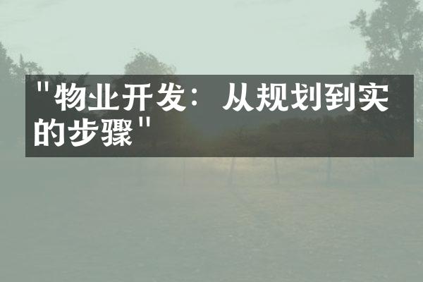 "物业开发：从规划到实施的步骤"