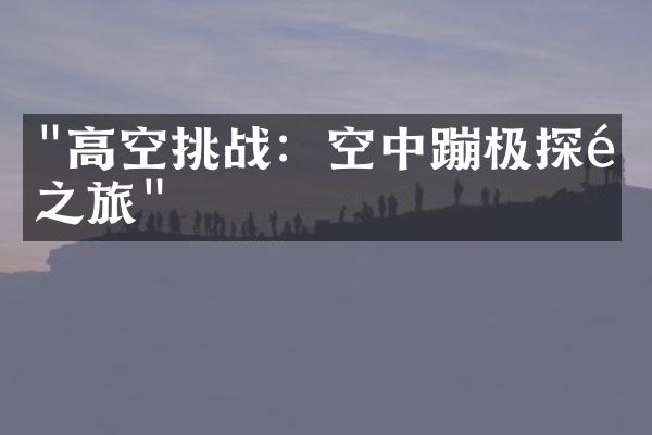 "高空挑战：空中蹦极探险之旅"