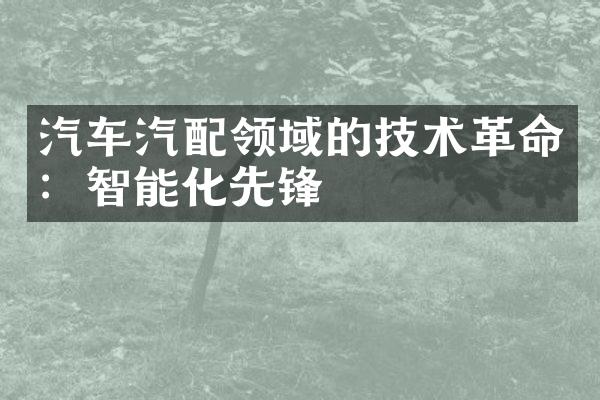 汽车汽配领域的技术革命：智能化先锋