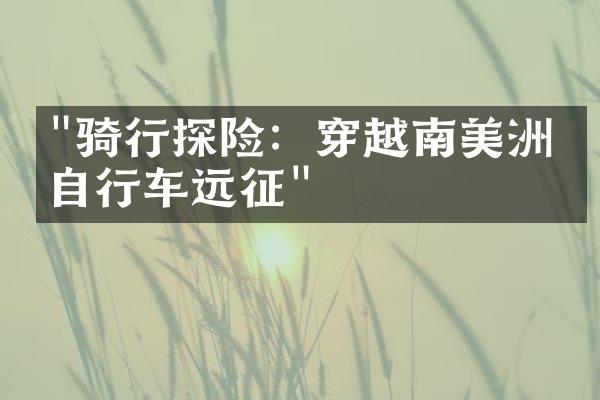 "骑行探险：穿越南美洲的自行车远征"