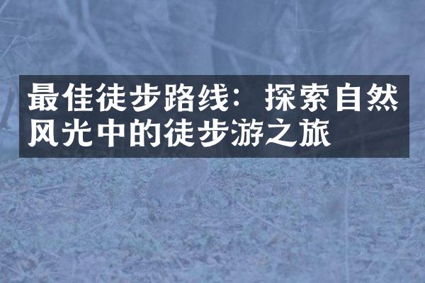 最佳徒步路线：探索自然风光中的徒步游之旅