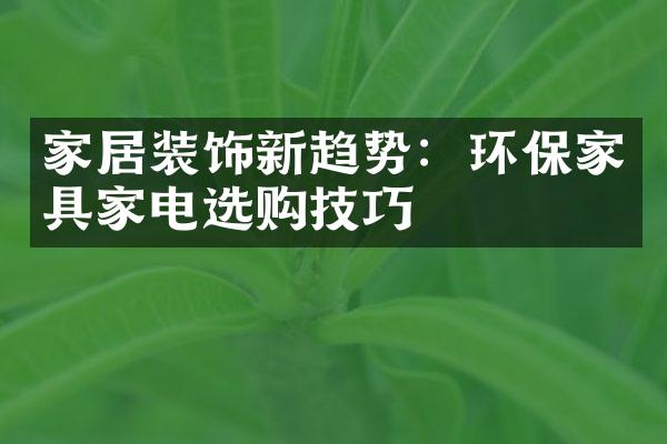 家居装饰新趋势：环保家具家电选购技巧